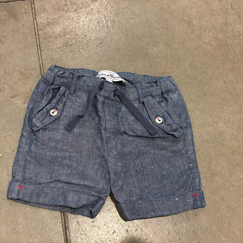 Tartine et chocolat Linen denim color shorts 12M